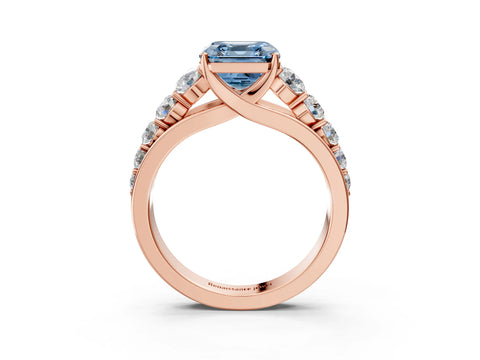 Rose gold Fancy Blue Asscher Cut Brilliant Diamond Pavé Band with Six-Prong Setting_3