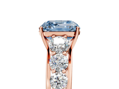 Rose gold Fancy Blue Asscher Cut Brilliant Diamond Pavé Band with Six-Prong Setting_5