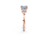 Rose gold Fancy Blue Asscher Cut Brilliant Diamond Solitaire Ring with Pear Side Stones and Four-Prong Setting_5