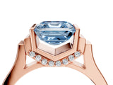 Rose gold Fancy Blue Asscher Cut Brilliant Solitaire Diamond Ring with Channel Set Band and Bar Prong Setting_4