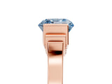 Rose gold Fancy Blue Asscher Cut Brilliant Solitaire Diamond Ring with Channel Set Band and Bar Prong Setting_5