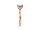 Rose gold Fancy Blue Asscher Cut Brilliant Three-Stone Pave Band with Four-Prong Setting_2