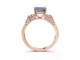 Rose gold Fancy Blue Asscher Cut Brilliant Three-Stone Pave Band with Four-Prong Setting_3