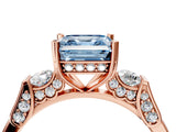 Rose gold Fancy Blue Asscher Cut Brilliant Three-Stone Pave Band with Four-Prong Setting_4