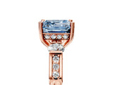 Rose gold Fancy Blue Asscher Cut Brilliant Three-Stone Pave Band with Four-Prong Setting_5