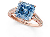 Rose gold Fancy Blue Asscher  Cut Cathedral Pave Diamond Engagement Ring with Six-Prong Setting_33