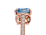 Rose gold Fancy Blue Asscher  Cut Cathedral Pave Diamond Engagement Ring with Six-Prong Setting_37