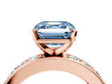 Rose gold Fancy Blue Asscher  Cut Channel Set Diamond Engagement Ring with Four-Prong Setting_4