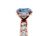 Rose gold Fancy Blue Asscher  Cut Channel Set Diamond Engagement Ring with Four-Prong Setting_5