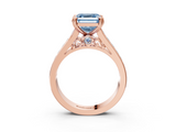 Rose gold Fancy Blue Asscher  Cut Channel Set Solitaire Engagement Ring with Prong Setting_3