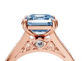 Rose gold Fancy Blue Asscher  Cut Channel Set Solitaire Engagement Ring with Prong Setting_4