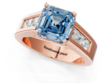Rose gold Fancy Blue Asscher Cut Cut Channel Set Solitaire Ring with Four-Prong Setting_1