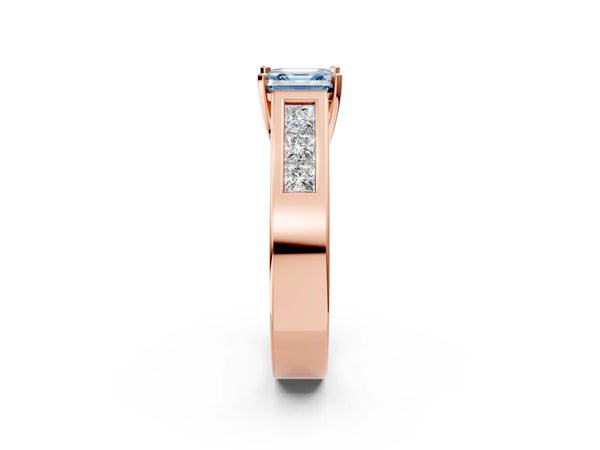 Rose Gold Asscher Cut Engagement Ring Setting for Fancy Blue Center with Channel-Set Shoulders