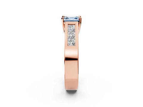 Rose gold Fancy Blue Asscher Cut Cut Channel Set Solitaire Ring with Four-Prong Setting_2