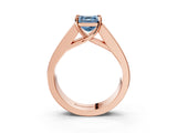 Rose gold Fancy Blue Asscher Cut Cut Channel Set Solitaire Ring with Four-Prong Setting_3