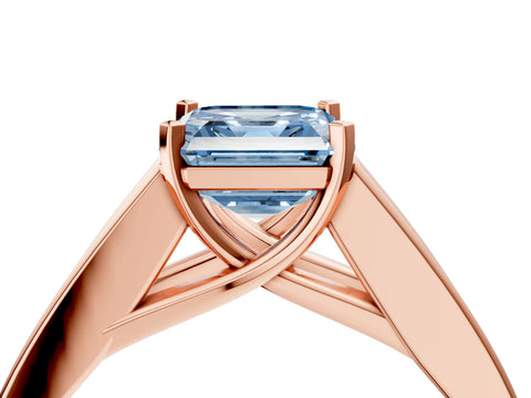Rose gold Fancy Blue Asscher Cut Cut Channel Set Solitaire Ring with Four-Prong Setting_4
