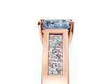 Rose gold Fancy Blue Asscher Cut Cut Channel Set Solitaire Ring with Four-Prong Setting_5
