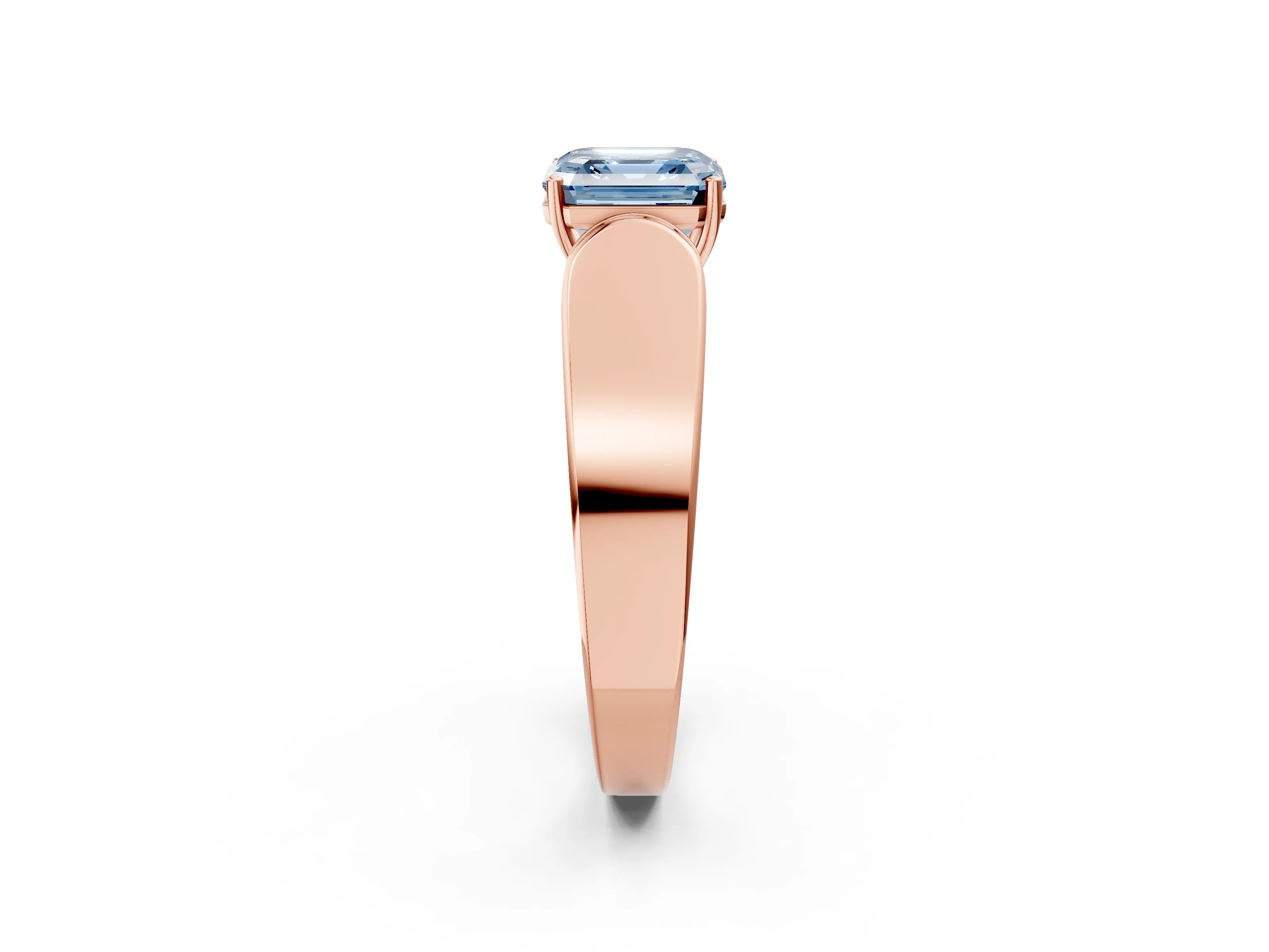 Rose gold Fancy Blue Asscher Cut Cut Diamond Channel Set Solitaire Ring with Four-Prong Setting_2