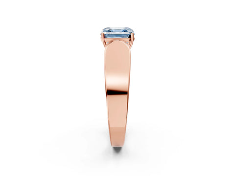 Rose gold Fancy Blue Asscher Cut Cut Diamond Channel Set Solitaire Ring with Four-Prong Setting_2