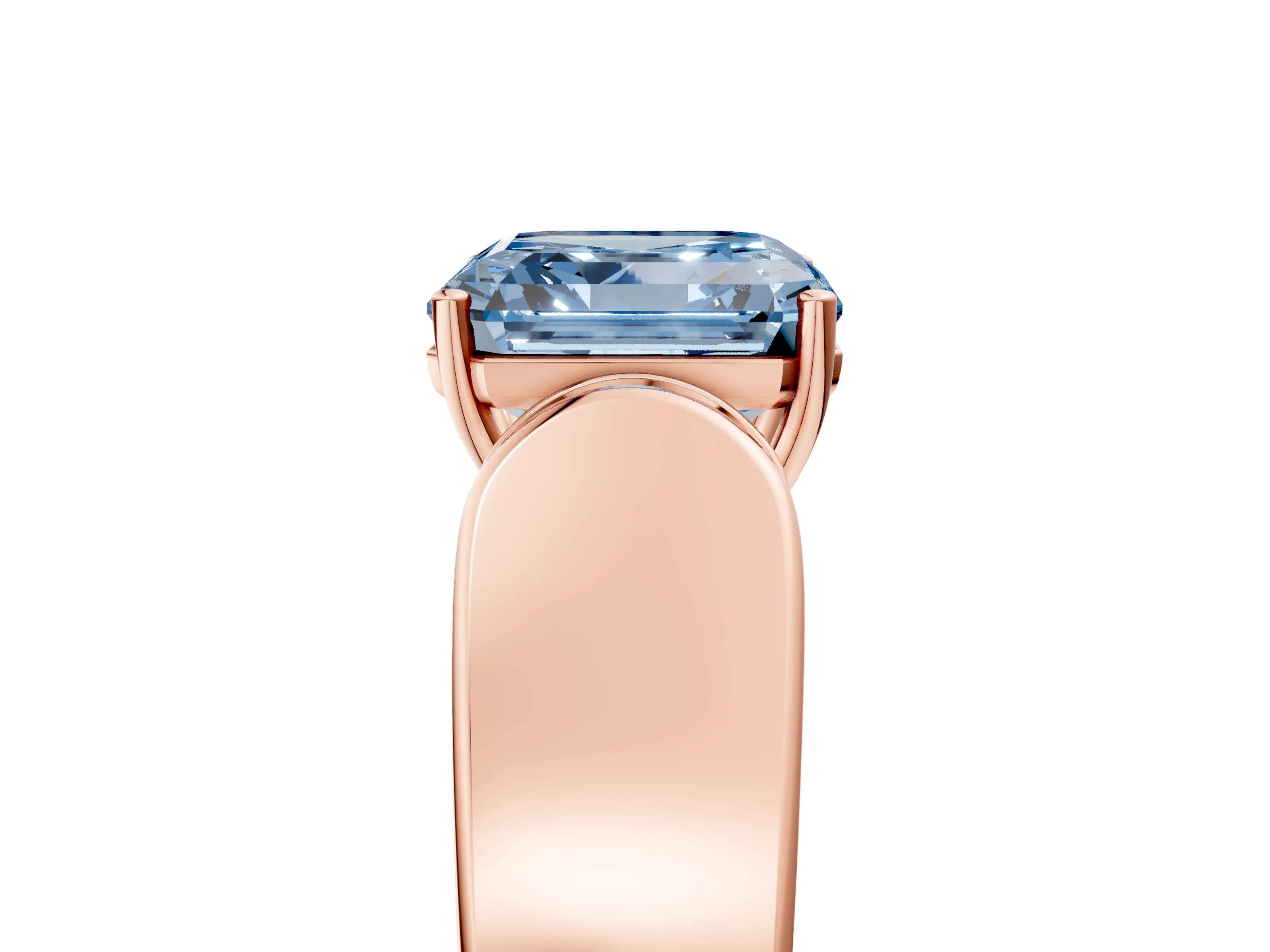 Rose gold Fancy Blue Asscher Cut Cut Diamond Channel Set Solitaire Ring with Four-Prong Setting_5