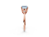 Rose gold Fancy Blue Asscher Cut Cut Diamond Cluster Ring with Solitaire Band and Four-Prong Setting_2