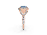 Rose gold Fancy Blue Asscher Cut Cut Diamond Halo Engagement Ring with Open Split Pavé Band_2