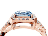 Rose gold Fancy Blue Asscher Cut Cut Diamond Halo Engagement Ring with Open Split Pavé Band_4