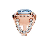 Rose gold Fancy Blue Asscher Cut Cut Diamond Halo Engagement Ring with Open Split Pavé Band_5
