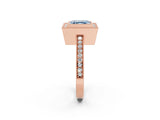 Rose gold Fancy Blue Asscher Cut-Cut Diamond Halo Engagement Ring with Pave Band and Prong Setting_2