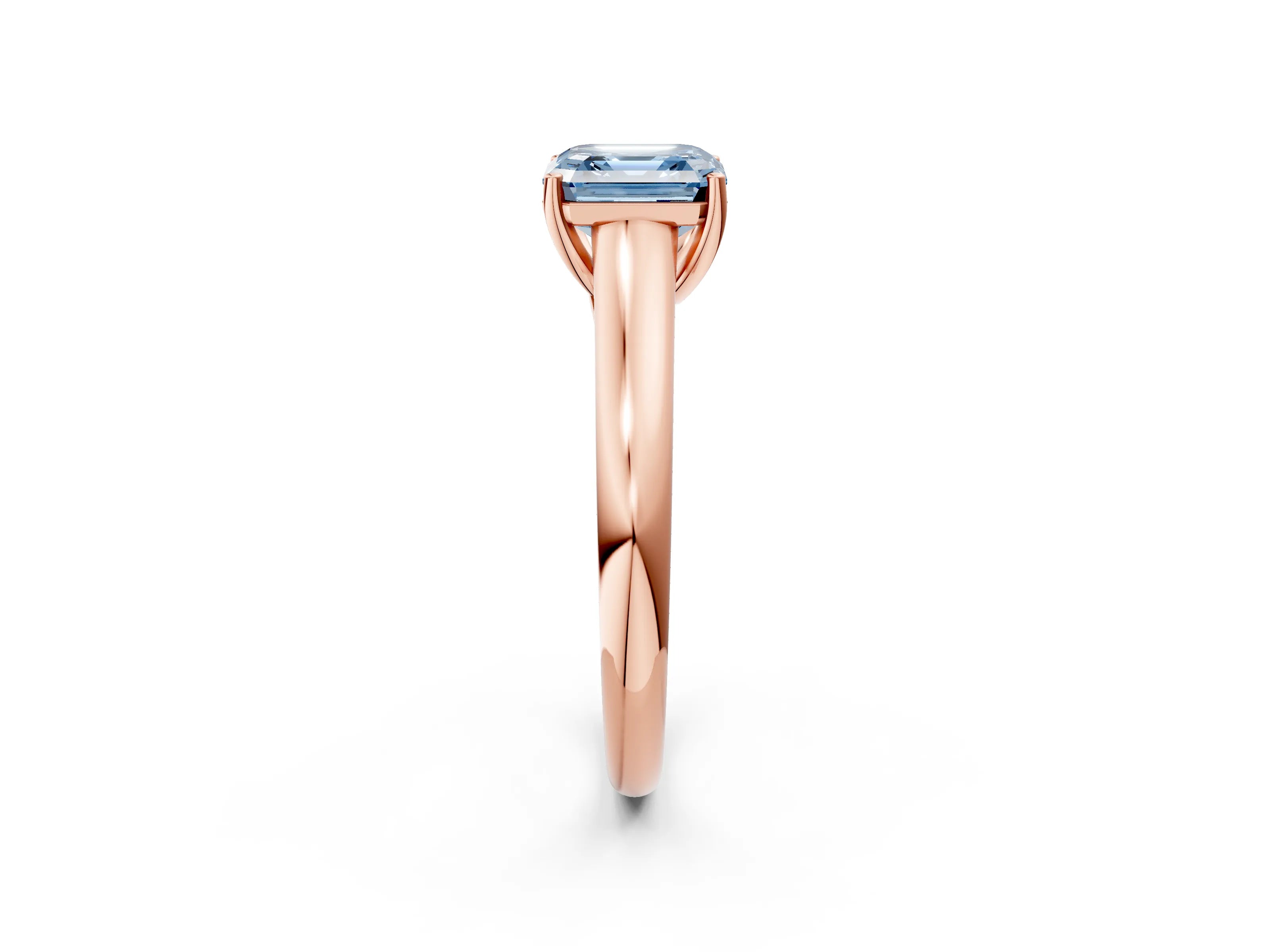 Rose gold Fancy Blue Asscher Cut Cut Diamond Solitaire Engagement Ring with Tapered Plain Band and Four-Prong Setting_2