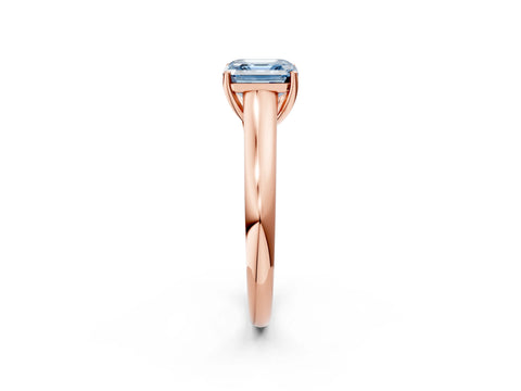 Rose gold Fancy Blue Asscher Cut Cut Diamond Solitaire Engagement Ring with Tapered Plain Band and Four-Prong Setting_2