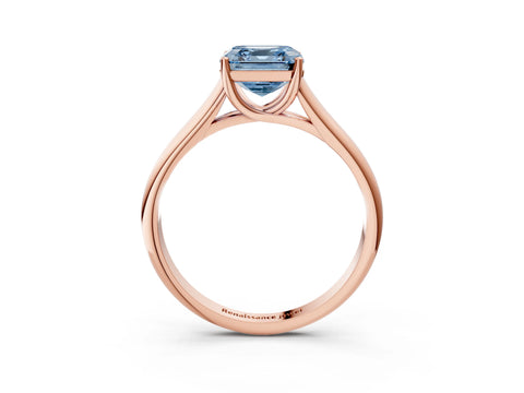 Rose gold Fancy Blue Asscher Cut Cut Diamond Solitaire Engagement Ring with Tapered Plain Band and Four-Prong Setting_3