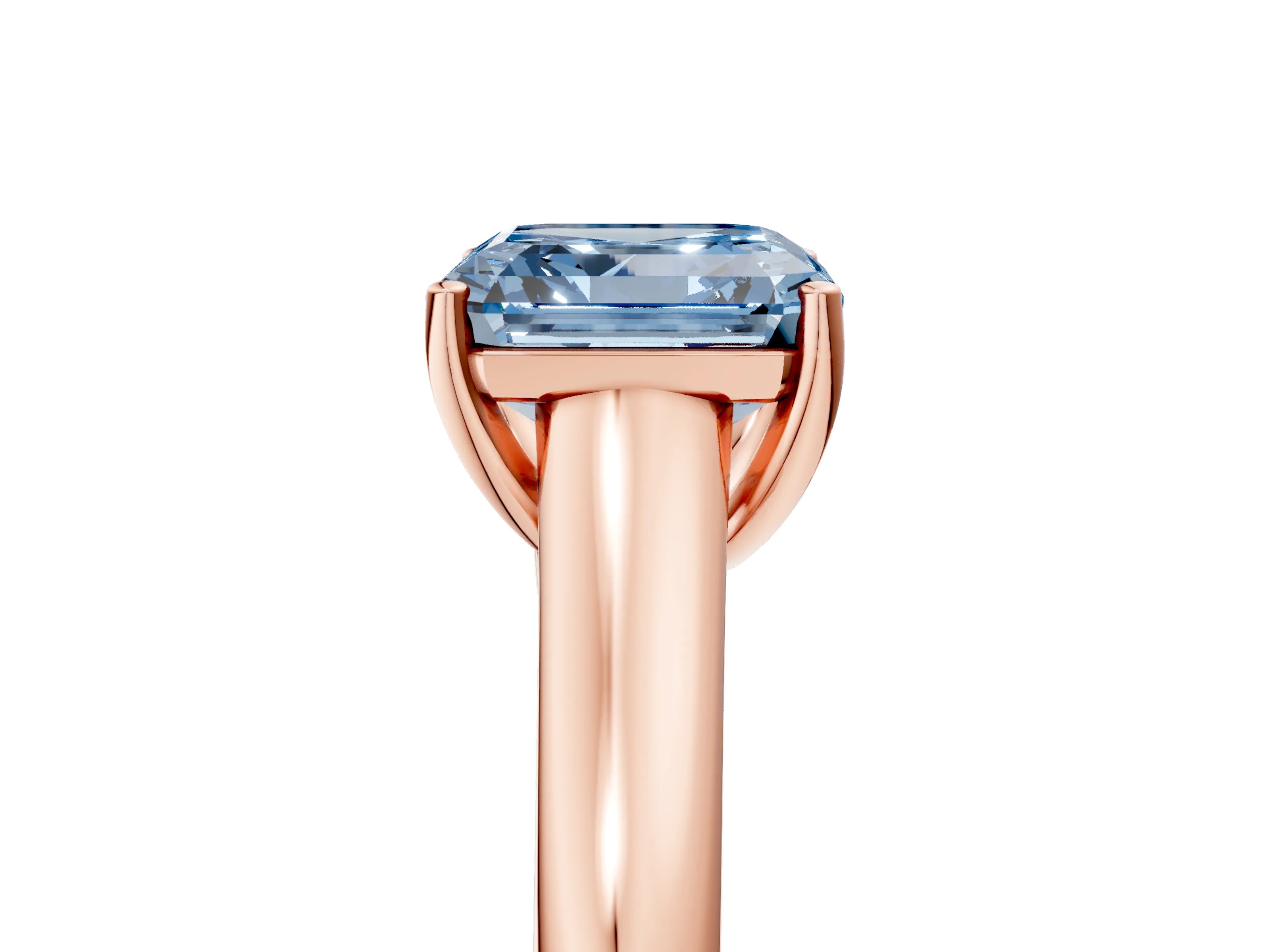 Rose gold Fancy Blue Asscher Cut Cut Diamond Solitaire Engagement Ring with Tapered Plain Band and Four-Prong Setting_5
