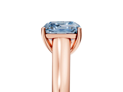 Rose gold Fancy Blue Asscher Cut Cut Diamond Solitaire Engagement Ring with Tapered Plain Band and Four-Prong Setting_5