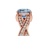 Rose gold Fancy Blue Asscher Cut Cut Diamond Twisted Band with Milgrain Pave Setting and Four-Prong Setting_5