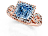 Rose gold Fancy Blue Asscher Cut Cut Halo Diamond Infinity Band with Four-Prong Setting_1