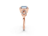Rose gold Fancy Blue Asscher Cut Cut Halo Diamond Infinity Band with Four-Prong Setting_2