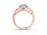 Rose gold Fancy Blue Asscher Cut Cut Halo Diamond Infinity Band with Four-Prong Setting_3