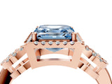 Rose gold Fancy Blue Asscher Cut Cut Halo Diamond Infinity Band with Four-Prong Setting_4