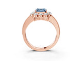 Rose gold Fancy Blue Asscher Cut Cut Halo Diamond Pavé Engagement Ring with Milgrain Detailing_3