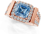 Rose gold Fancy Blue Asscher Cut Cut Halo Split Shank Prong Set Ring_1