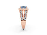 Rose gold Fancy Blue Asscher Cut Cut Halo Split Shank Prong Set Ring_2
