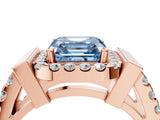 Rose gold Fancy Blue Asscher Cut Cut Halo Split Shank Prong Set Ring_4
