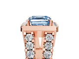Rose gold Fancy Blue Asscher Cut Cut Halo Split Shank Prong Set Ring_5