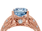 Rose gold Fancy Blue Asscher Cut Cut Milgrain Pave Diamond Engagement Ring with Four-Prong Setting_19
