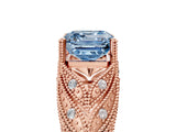 Rose gold Fancy Blue Asscher Cut Cut Milgrain Pave Diamond Engagement Ring with Four-Prong Setting_20