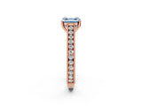 Rose gold Fancy Blue Asscher Cut Cut Pave Band Milgrain Solitaire Ring_2