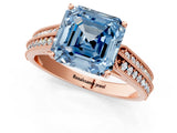 Rose gold Fancy Blue Asscher Cut Cut Pave Split Shank Engagement Ring with Four-Prong Setting_1