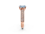 Rose gold Fancy Blue Asscher Cut Cut Pave Split Shank Engagement Ring with Four-Prong Setting_2