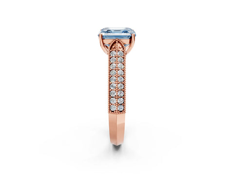 Rose gold Fancy Blue Asscher Cut Cut Pave Split Shank Engagement Ring with Four-Prong Setting_2